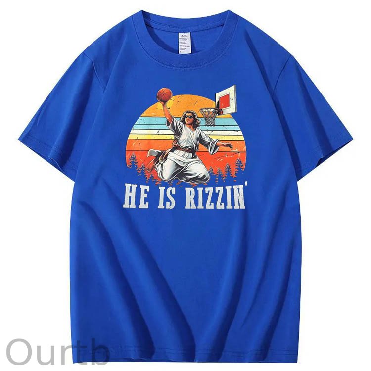 He is Rizzin' Pattern Print Crew Neck T-Shirt