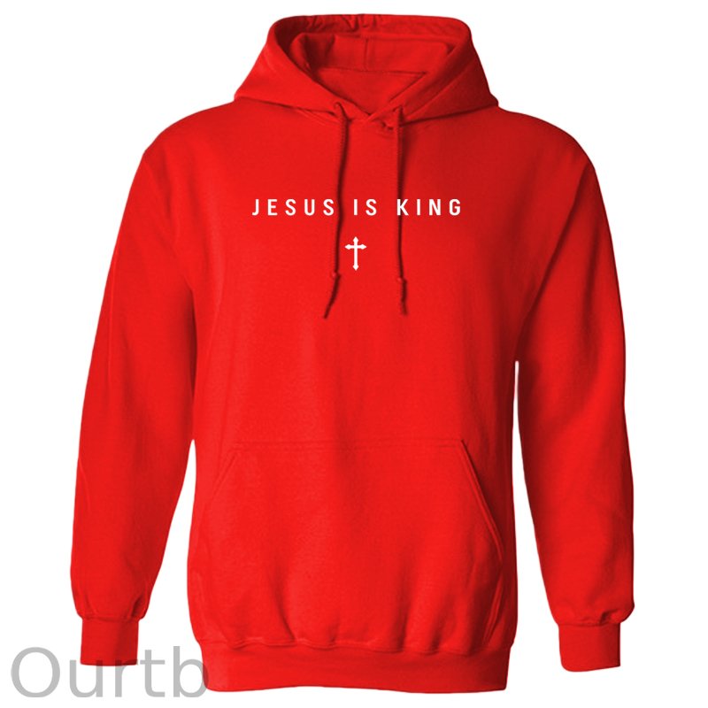 Men's Jesus Is King Cross Graphic Hoodie - Cotton Blend Black Long Sleeve Pullover Regular Fit | Soft & Breathable Fabric, Durable Print, Everyday Comfort, Machine Washable, minimalist religious daily wear
