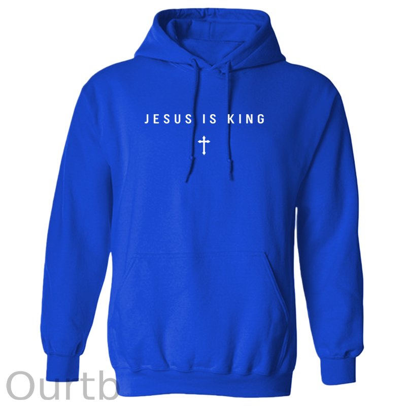 Jesus Is King Cross Graphic Cotton Hooded Sweatshirt