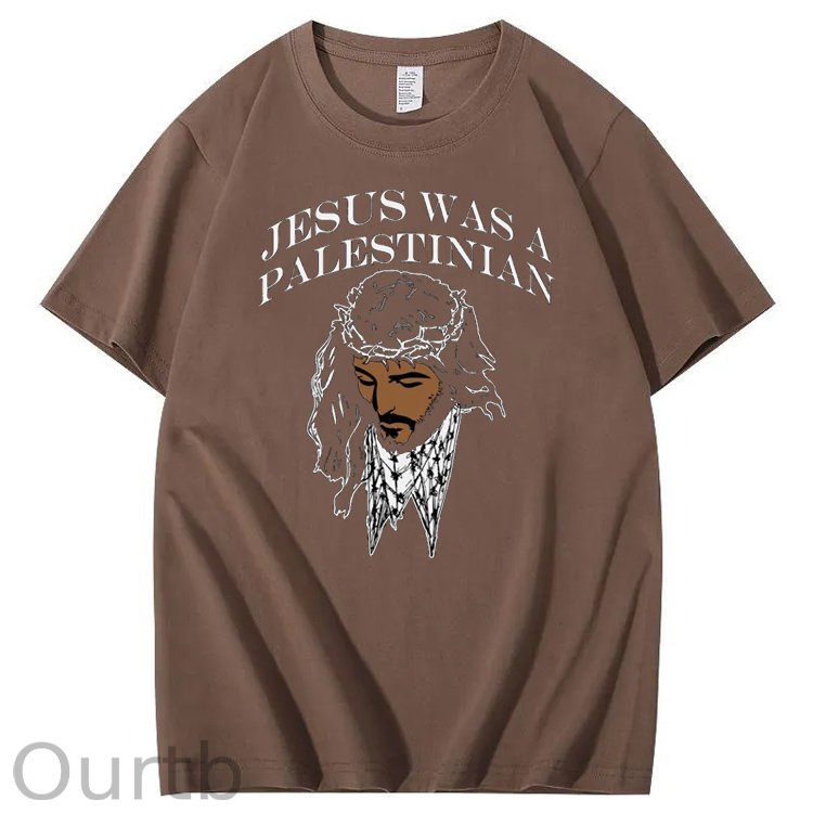 Jesus Was Palestinian Pattern Print Crew Neck T-Shirt