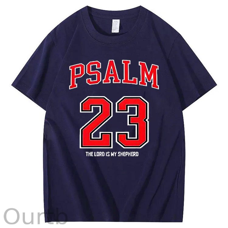 Psalm 23 The Load Is My Shepherod  Pattern Print 100%Cotton T-Shirt