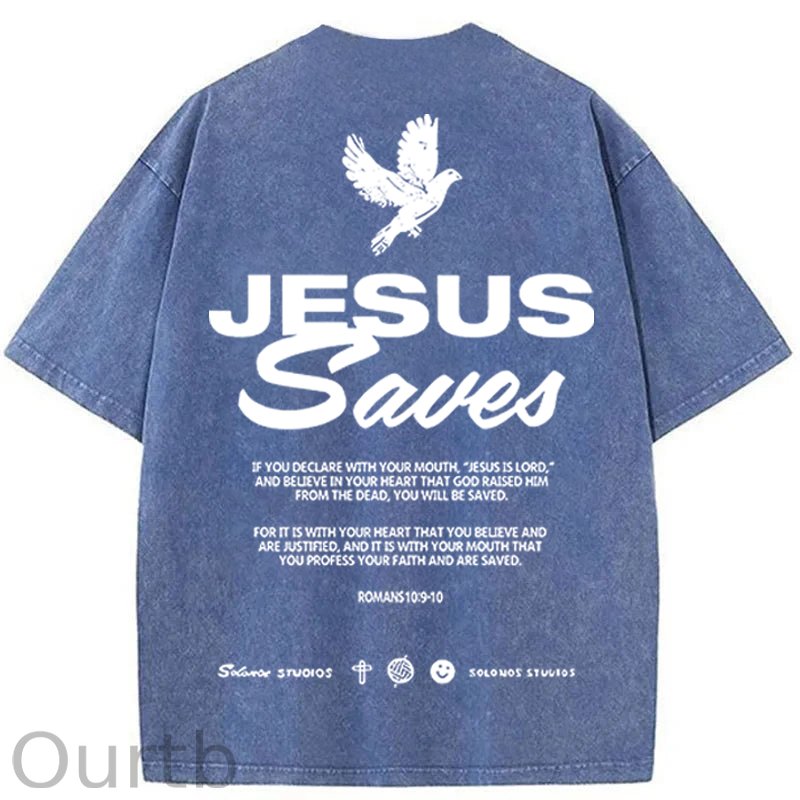 Jesus Saves Washed Cotton T-Shirt