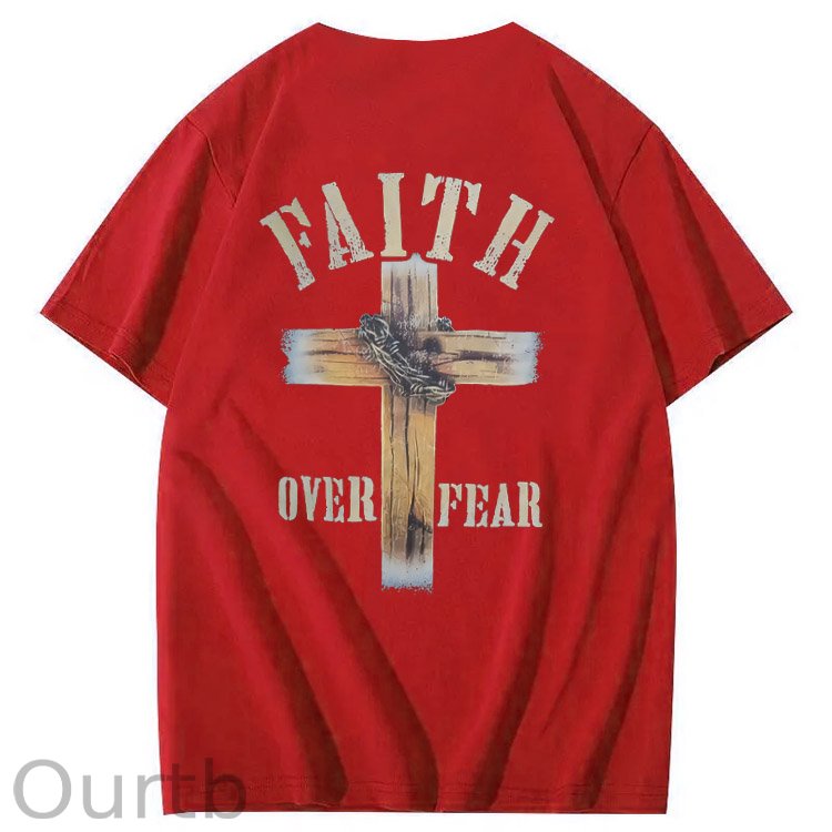 Faith Over Fear  Pattern Print 100%Cotton T-Shirt