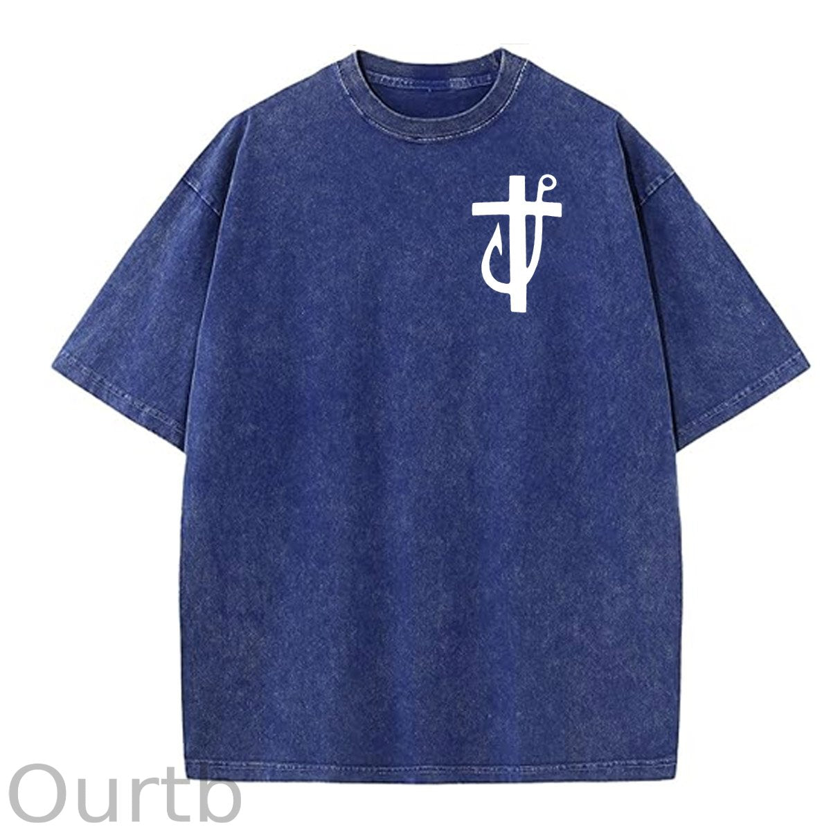 Jesus Made Me A Fisherman Pattern Washing And Aging Process Crew Neck T-Shirt