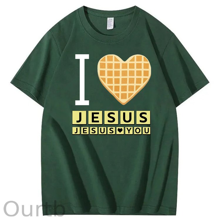 I Love Jesus Jesus Love You Waffle 100% Cotton T-Shirt
