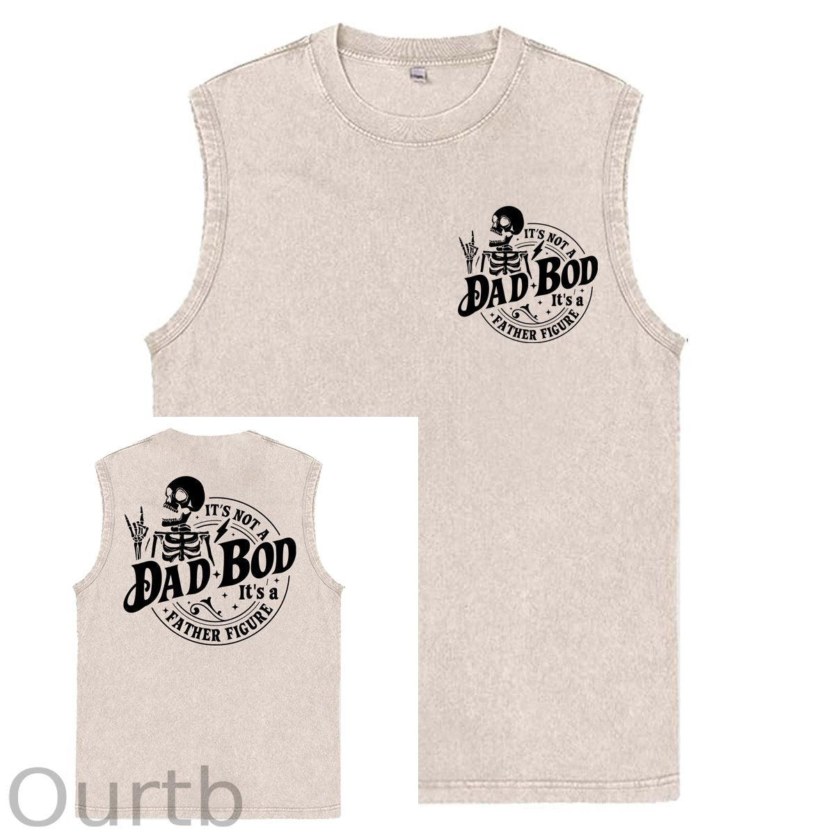 It's Not A Dad Bod It's A Father Figure Print Washed Cotton Sleeveless Tank Tops