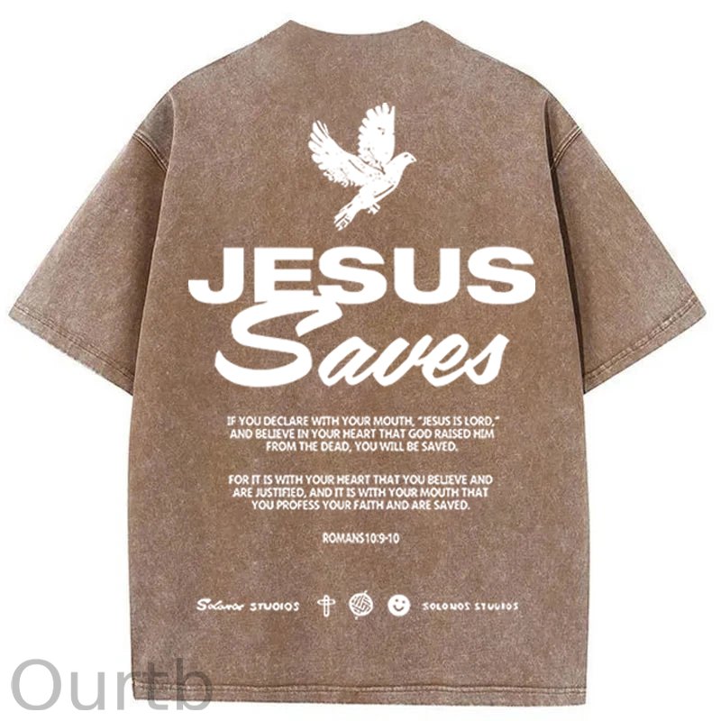 Jesus Saves Washed Cotton T-Shirt