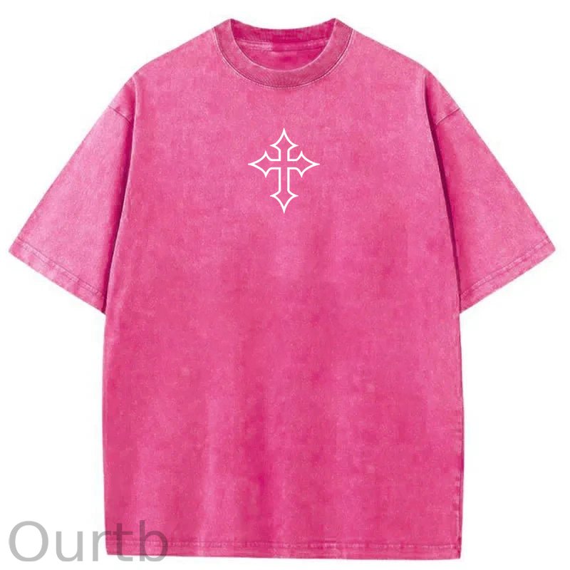 Jesus Cross Washed Cotton T-Shirt