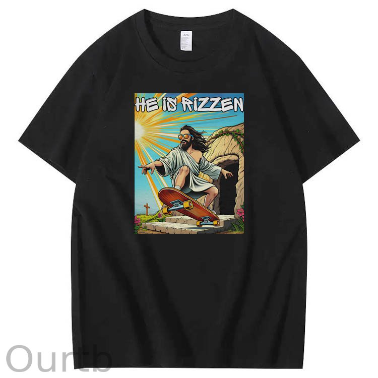 He is Rizzin Funny Cool Pattern Print Crew Neck T-Shirt