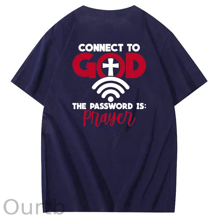 Connect To God The Password is Pattern  Print 100%Cotton T-Shirt
