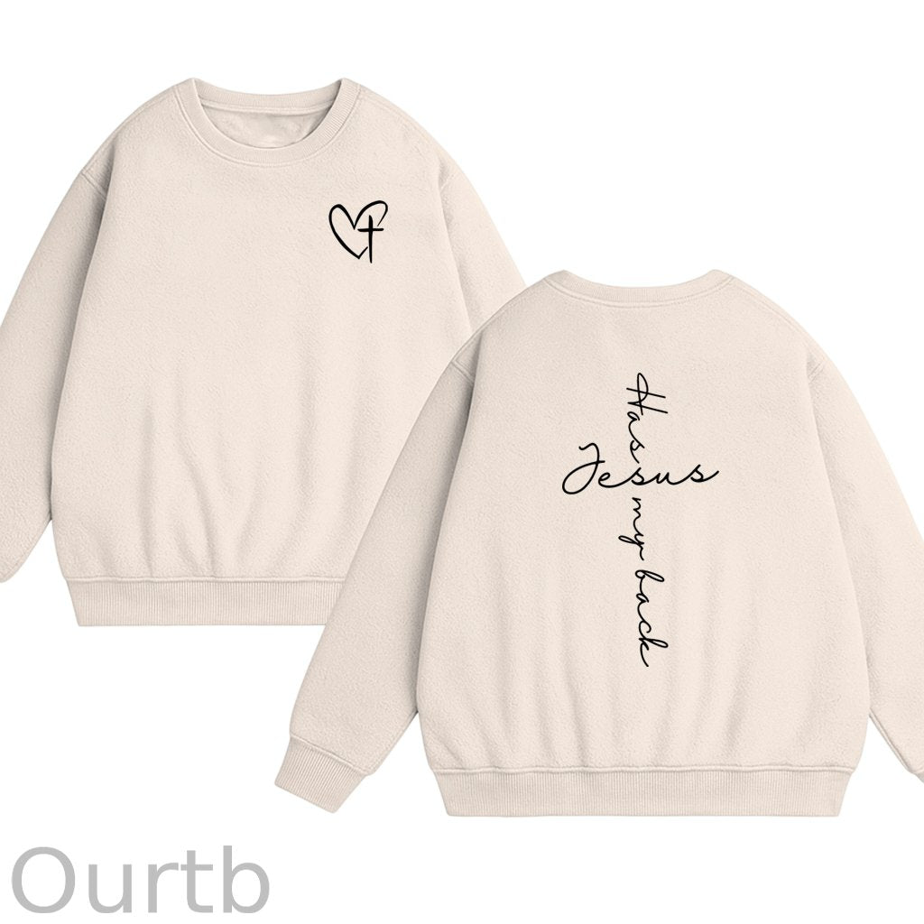 Jesus Has My Back Cotton Fleece Sweatshirt