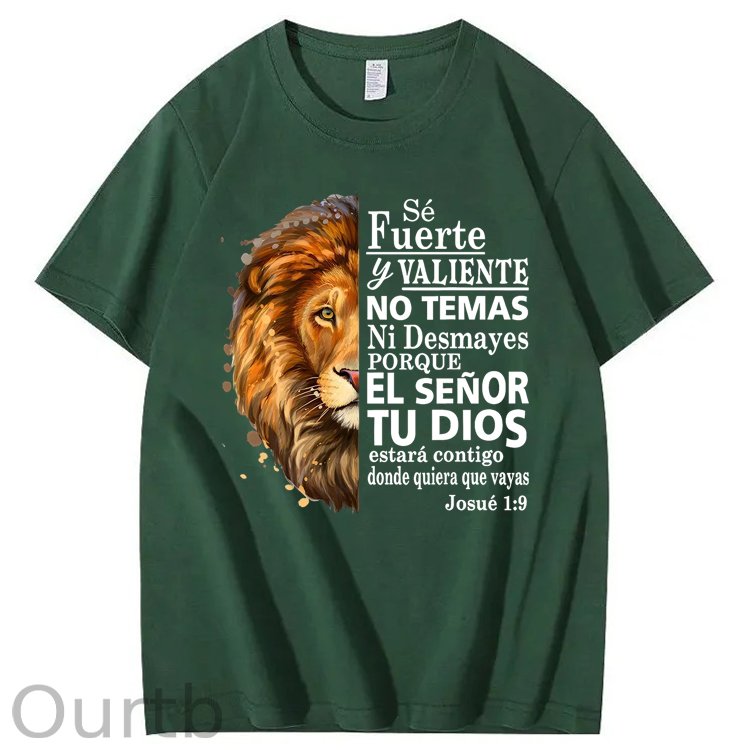 Valiente Josue 1:9 Spanish Christian Bible Verse 100% Cotton T-Shirt