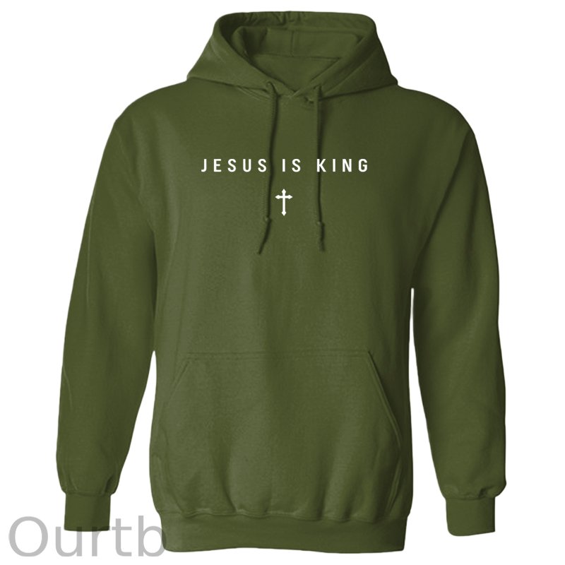 Men's Jesus Is King Cross Graphic Hoodie - Cotton Blend Black Long Sleeve Pullover Regular Fit | Soft & Breathable Fabric, Durable Print, Everyday Comfort, Machine Washable, minimalist religious daily wear