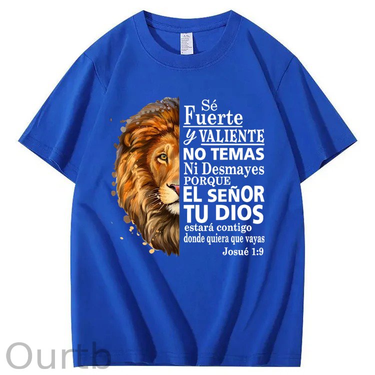 Valiente Josue 1:9 Spanish Christian Bible Verse 100% Cotton T-Shirt