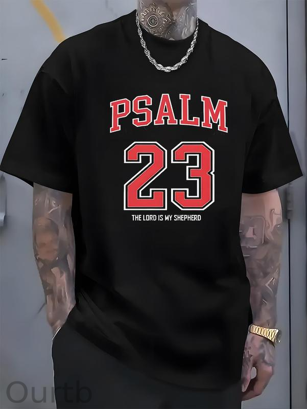 Psalm 23 The Load Is My Shepherod  Pattern Print 100%Cotton T-Shirt