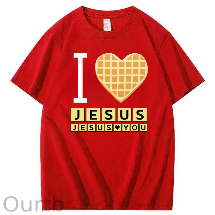 I Love Jesus Jesus Love You Waffle 100% Cotton T-Shirt