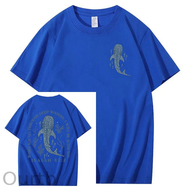 Whale Shark When You Go Through Deep Waters I Will Be With You Isaiah 43:2 100% Cotton T-Shirt