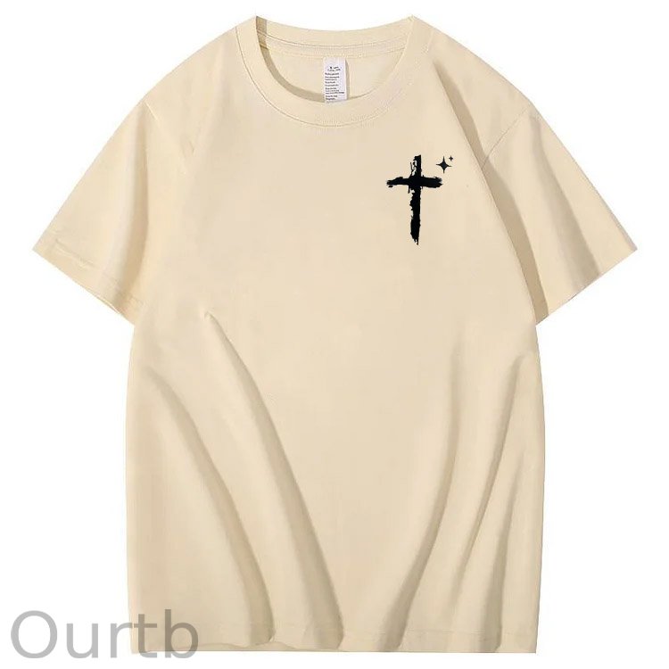 Trust In The  Lord Pattern Print Crew Neck T-Shirt