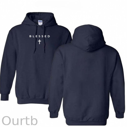 Cross Blessed Cotton Hooded Sweatshirt