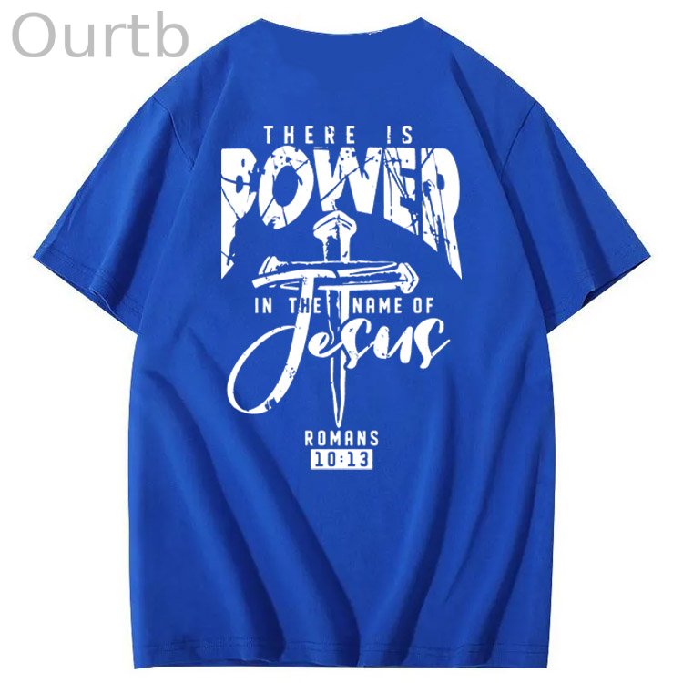 There Is Power In The Name Of Jesus Pattern Print T-Shirt