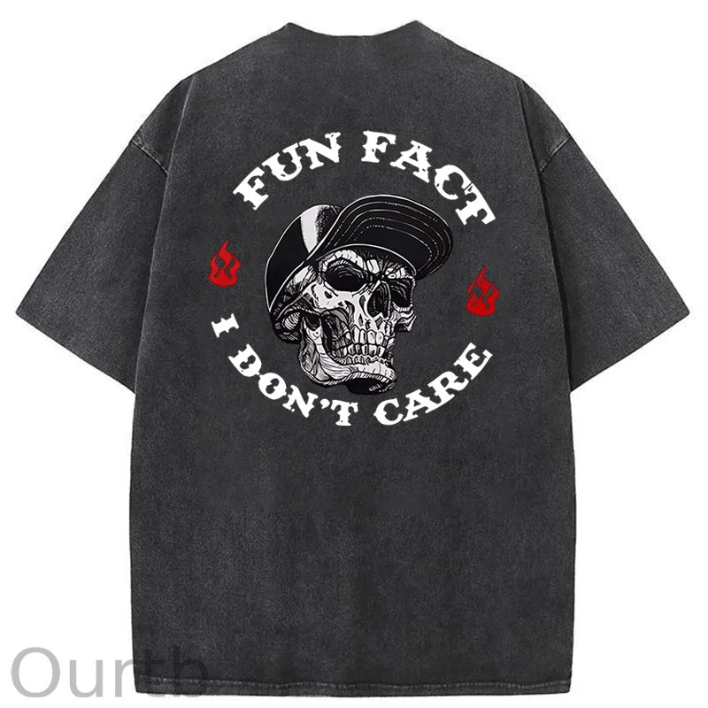 Fun Fact I Don't Care Washed Cotton T-Shirt