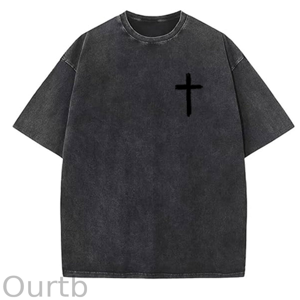 White God All Things Are Possible  Washed And Distressed Pattern Crew Neck T-Shirt