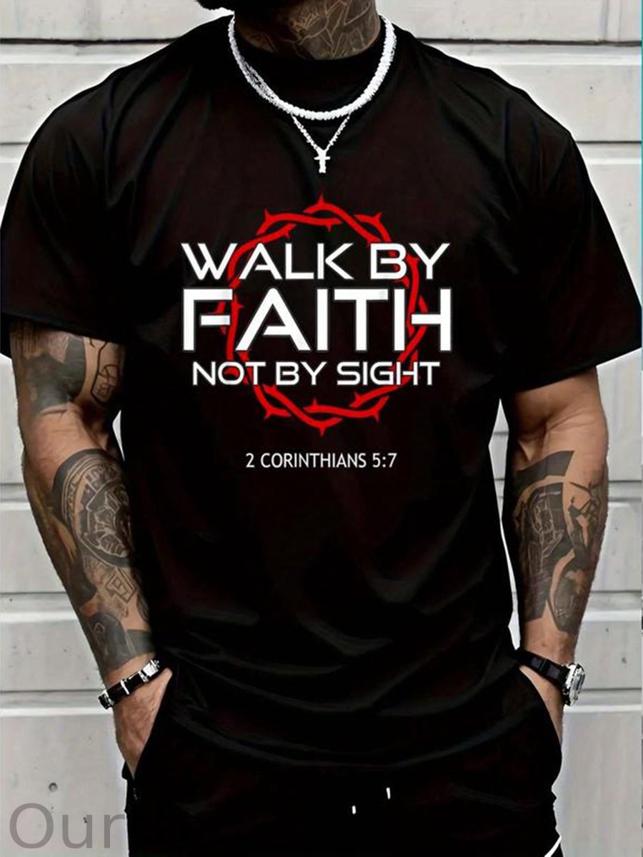Jesus Walk By Faith Christian 100% Cotton T-Shirt