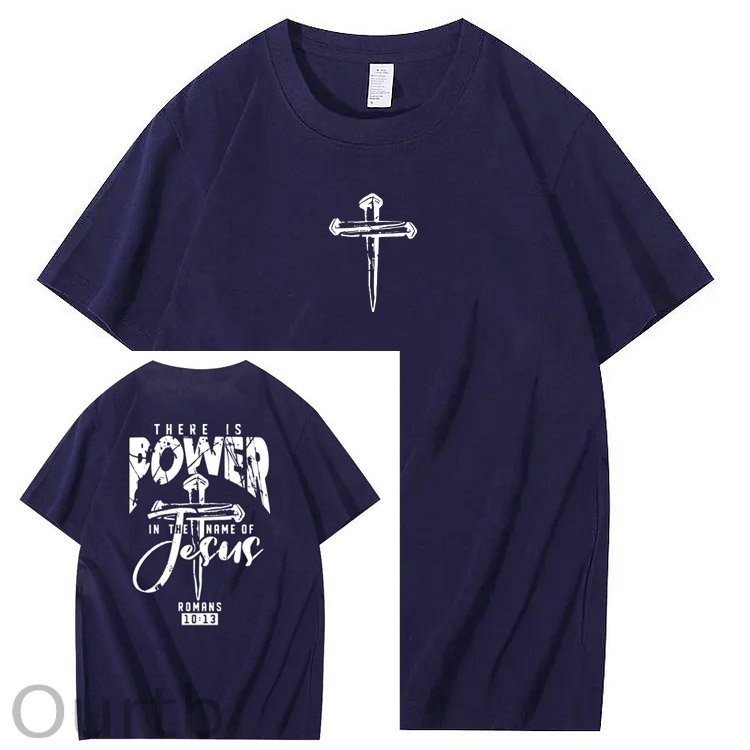 There Is Power In The Name Of Jesus Pattern Print T-Shirt