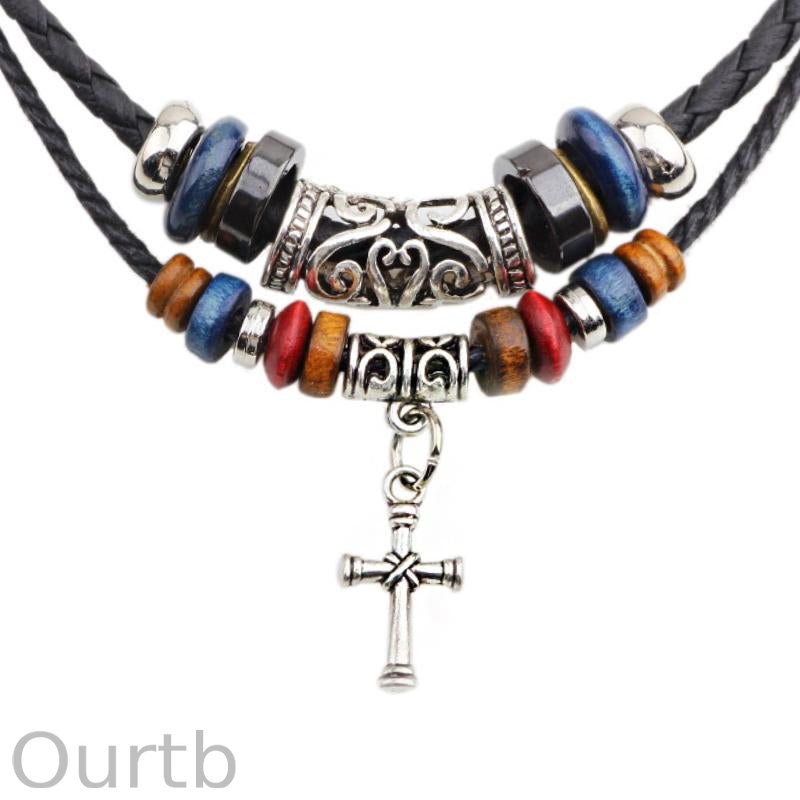 Retro Casual Ethnic Style Cross Necklace 78191363TO