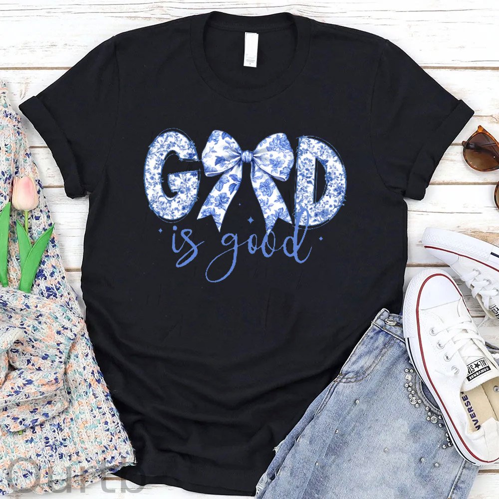 Women'S God is Good  Pattern Round-Neck T-Shirt