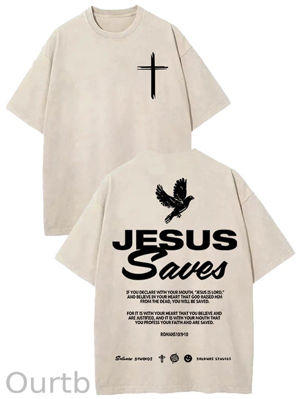 Jesus Saves Washed Cotton T-Shirt