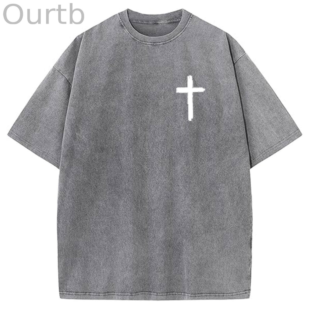 White God All Things Are Possible  Washed And Distressed Pattern Crew Neck T-Shirt