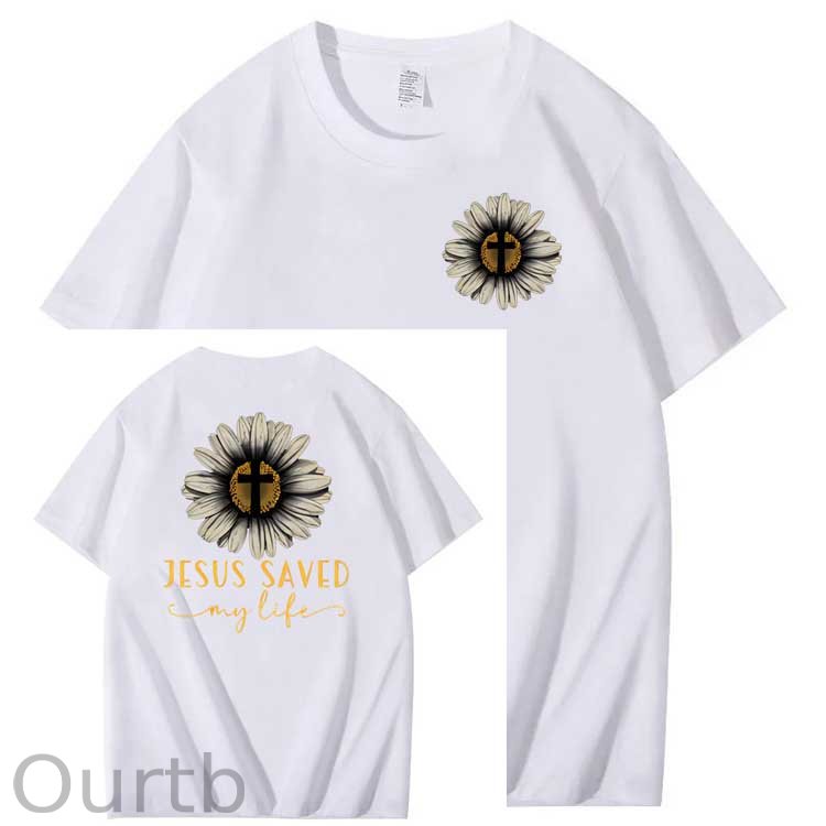 Jesus Saves My Life Pattern100% Cotton T-Shirt