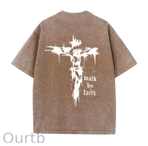 Jesus Pint Pattern Crew Neck T-Shirt
