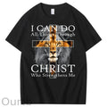 I Can Do All Things Through Christ Who Strengthens Me Pattern Print 100%Cotton T-Shirt