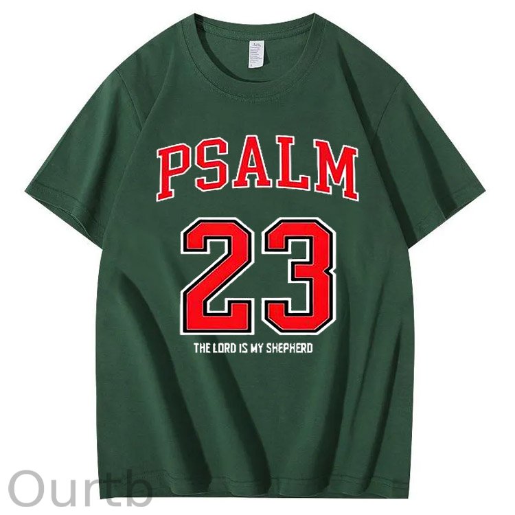 Psalm 23 The Load Is My Shepherod  Pattern Print 100%Cotton T-Shirt