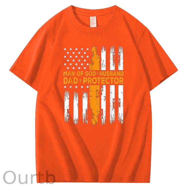 Man Of God+Husband+ Protector Pattern 100% Cotton T-Shirt
