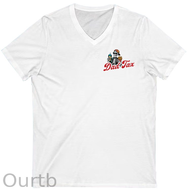 Dad Tax Pattern Print 100%Cotton V Neck T-Shirt
