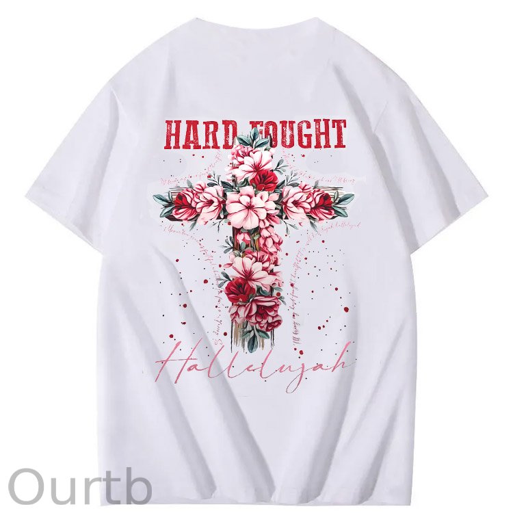 Hard Fought Pattern Print Crew Neck T-Shirt