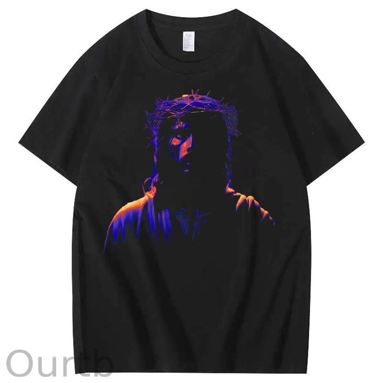 Oil Painting Jesus Pattern Print T-Shirt
