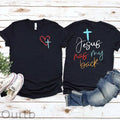 Women's Jesus Has My Back Pattern Round-Neck T-Shirt