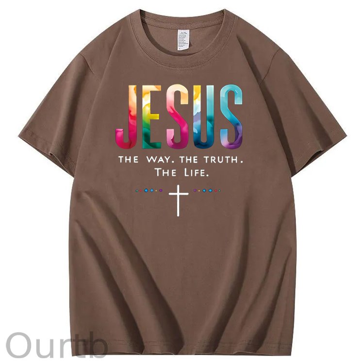 Watercolor Jesus  Pattern  Print 100%Cotton T-Shirt