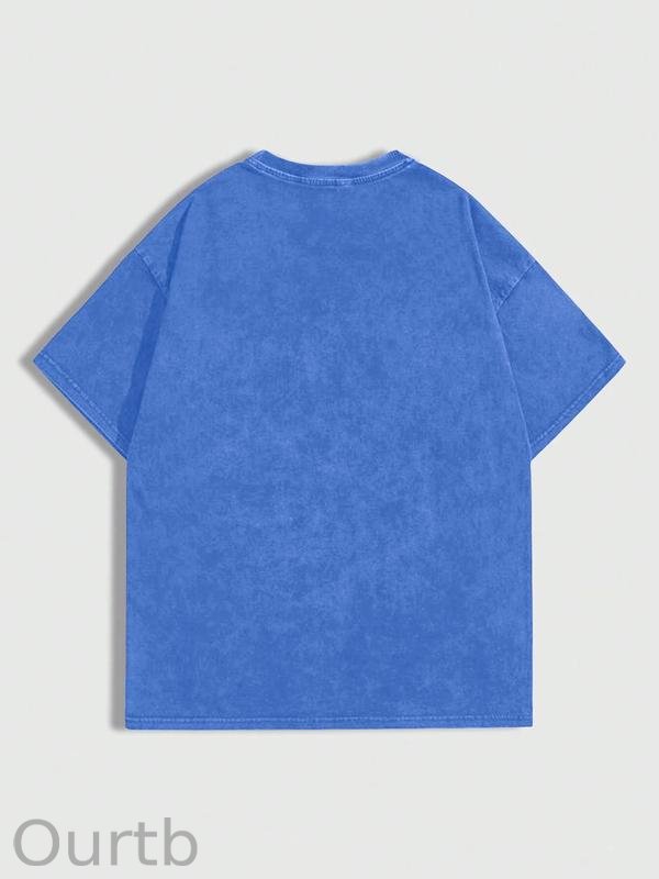 Men's Cross & Letter Print Round Neck Tee, Casual Street Short Sleeve T-shirt for Summer, Men's Top for Daily Wear