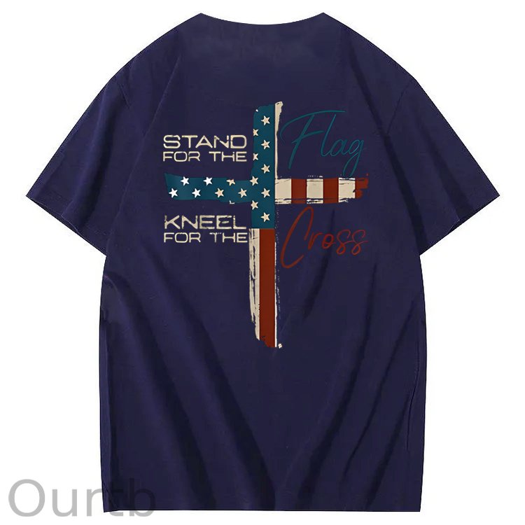 Stand For The Flag Kneel For The Cross 4th Of July T-Shirt
