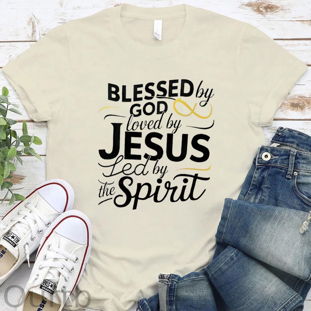 Blessed God Love By Jesus Led By The Spirit  Pattern Round-Neck T-Shirt