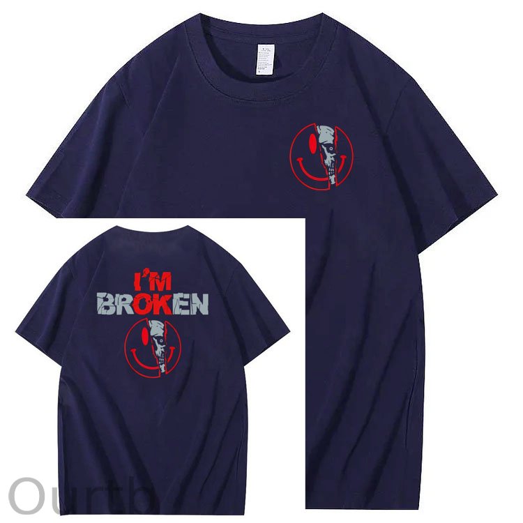I'm Broken Skull Smile Pattern 100% Cotton T-Shirt
