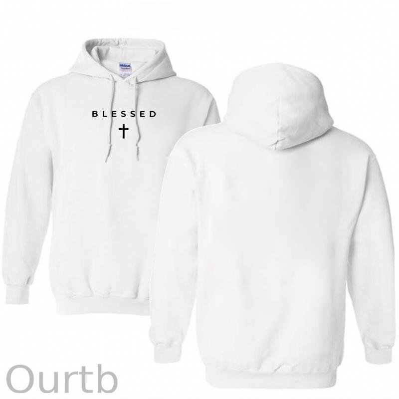Cross Blessed Cotton Hooded Sweatshirt