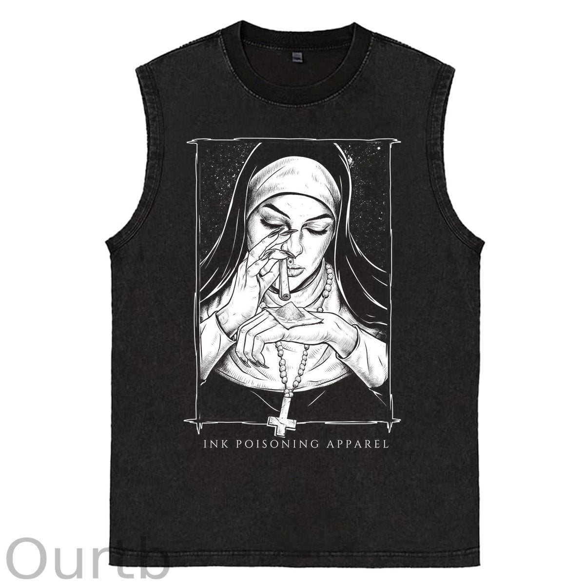 Funny Nun Ink Poisoning Apparel Easter Jesus Christ Cotton Sleeveless Tank Tops
