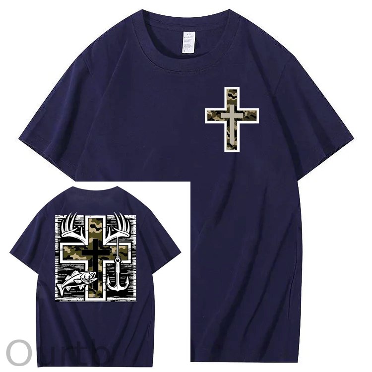 Camo Cross Antlers Faith 100% Cotton T-Shirt