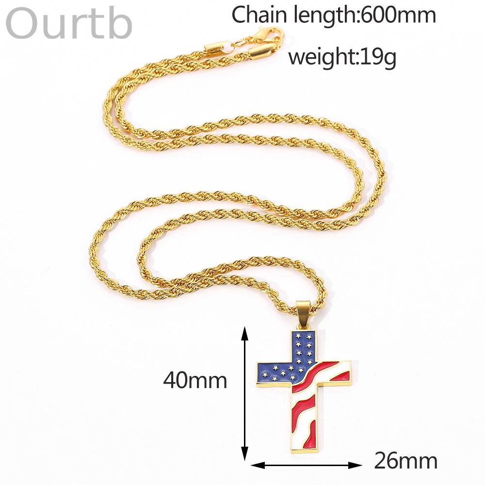 Vintage Casual American Flag Cross Necklace 65735606TO